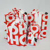 Cotton Gift Bags for Christmas with Ho Ho Ho red and white fabric design