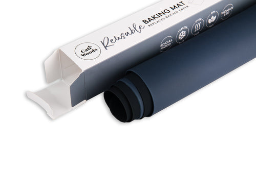 Reusable Baking Mat rolled up and next to box