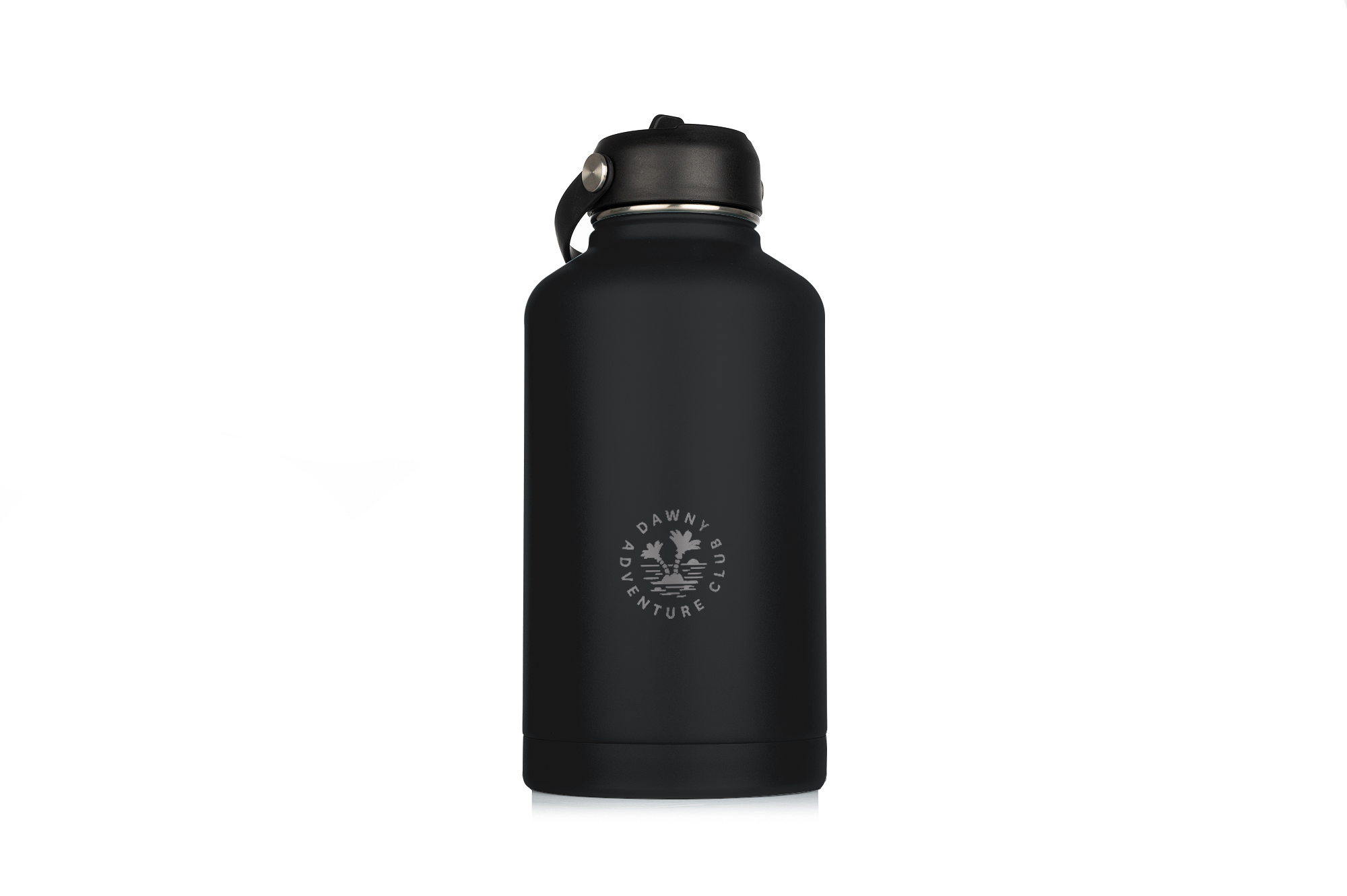 Huge double walled insulated black drink bottle with swing handle NZ