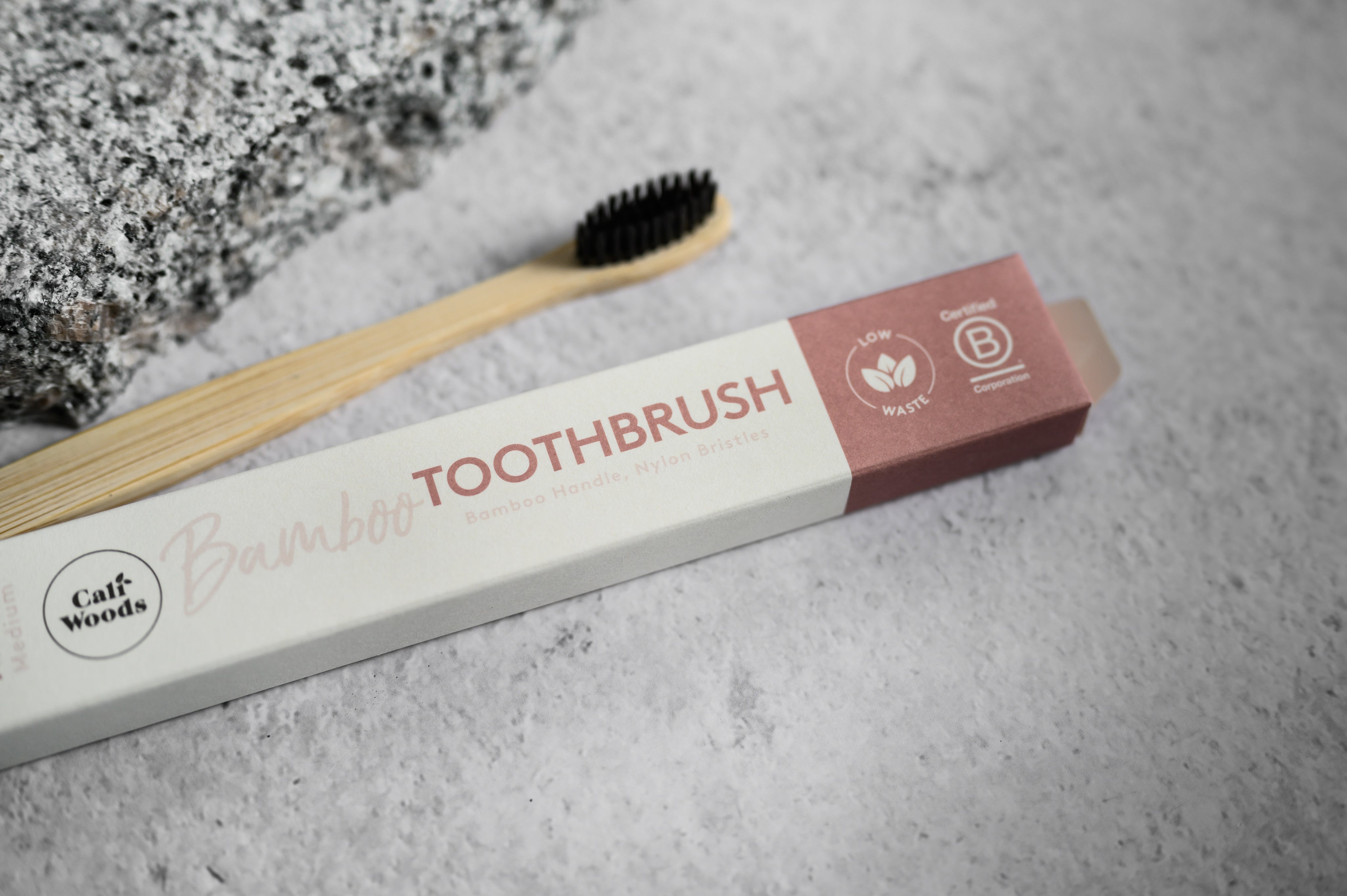 CaliWoods Bamboo Toothbrush with Cardboard Packaging