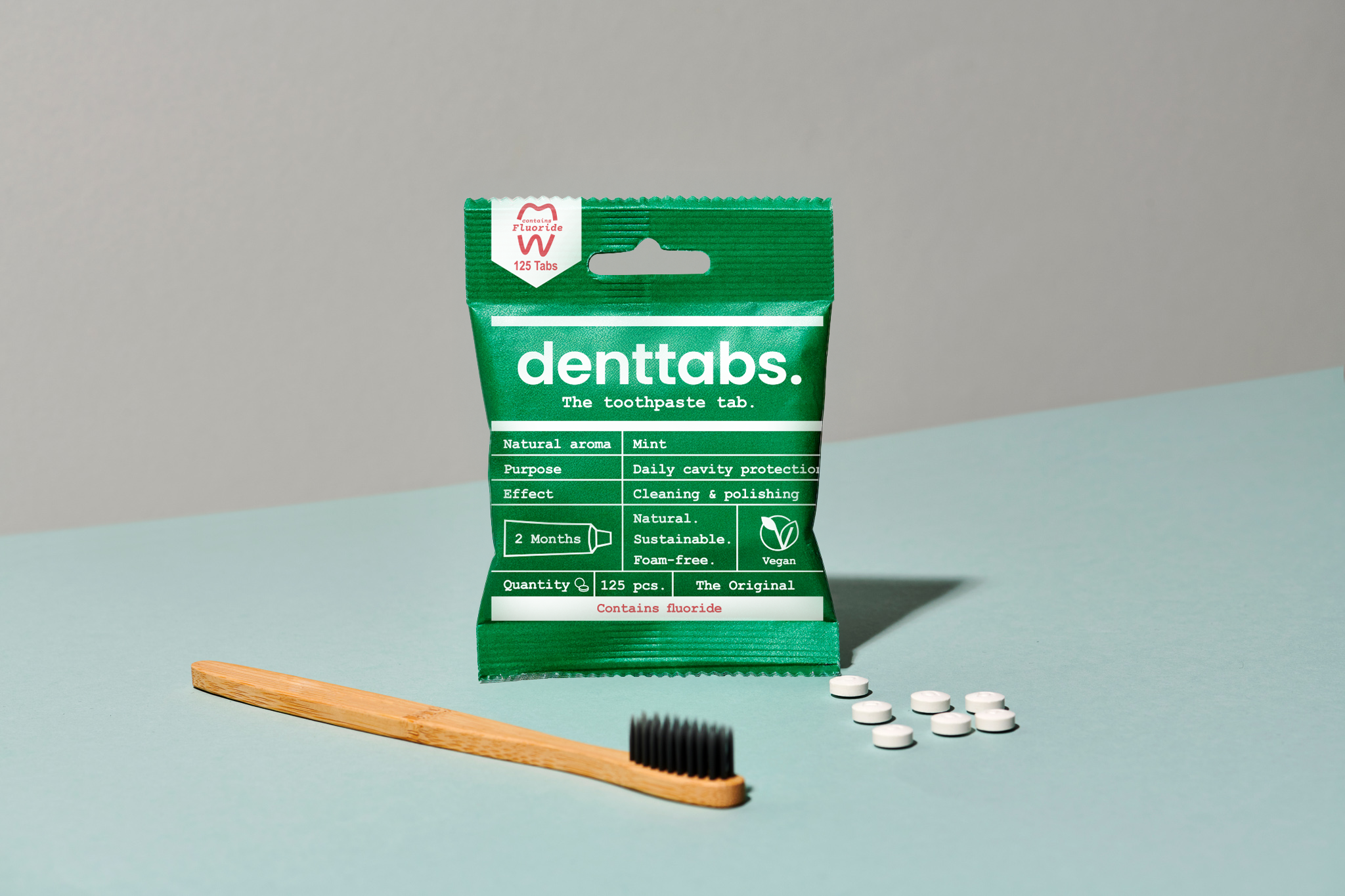 Denttabs Toothpaste Tablets - 2 Months - Fluoride - Mint