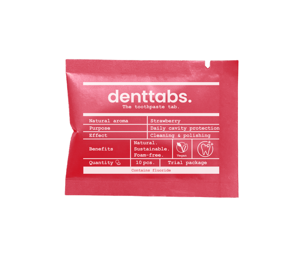 Denttabs Toothpaste Tablets - Strawberry - Trial Pack - Fluoride - Strawberry