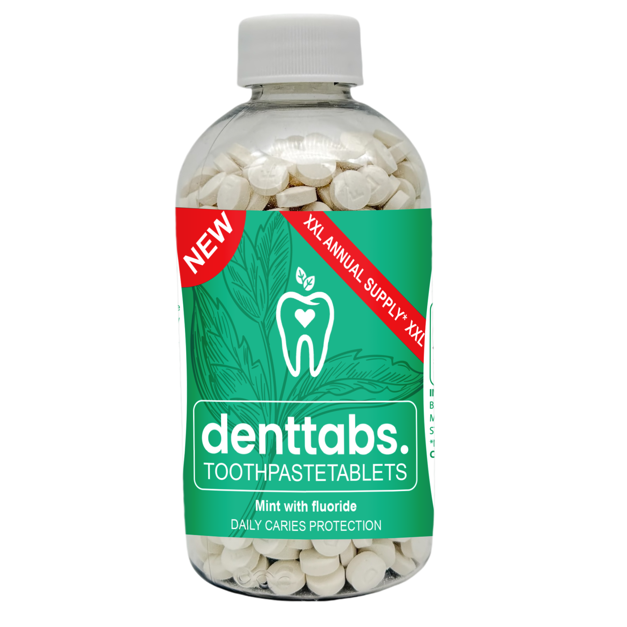 Denttabs Toothpaste Tablets - Mint - 1 Year - Fluoride Free Mint