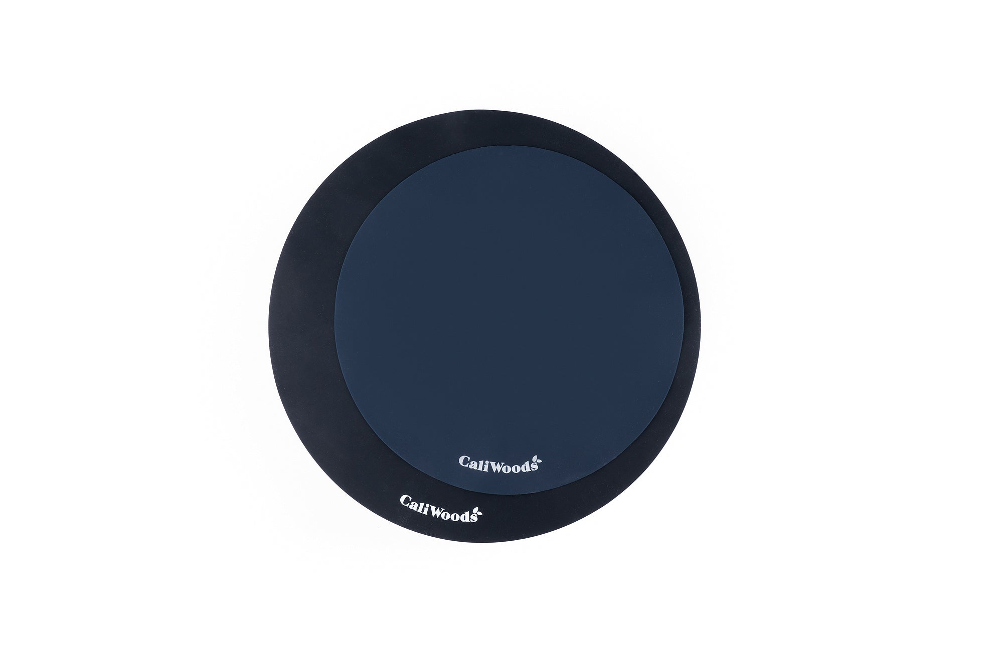 Plain white background image of two circular Reusable Baking Mats
