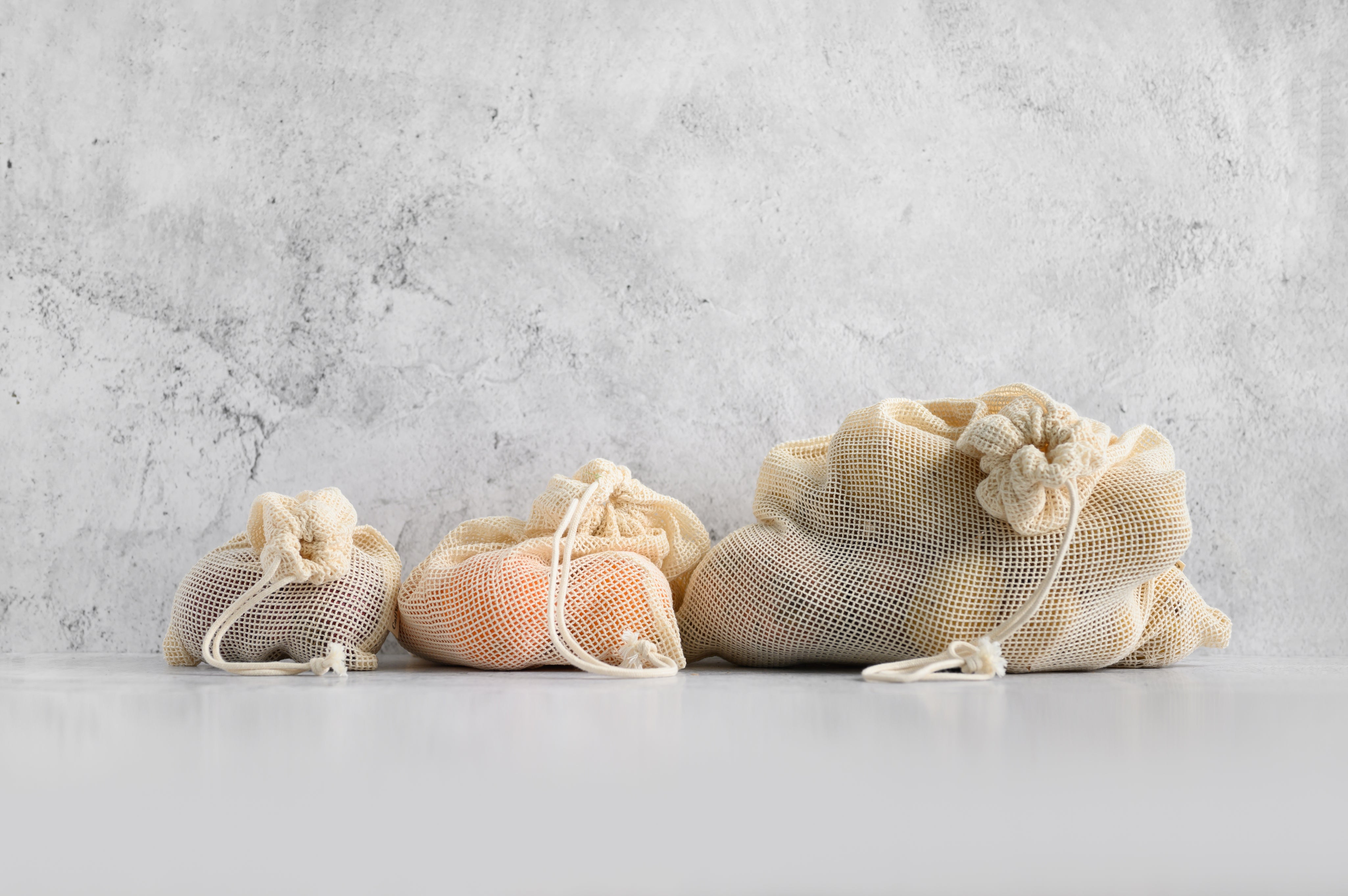 Produce Bags closed with fruit and vegetables