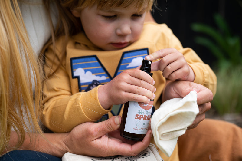 CaliBaby reusable organic cotton wipes and natural Wet Wipe Spray