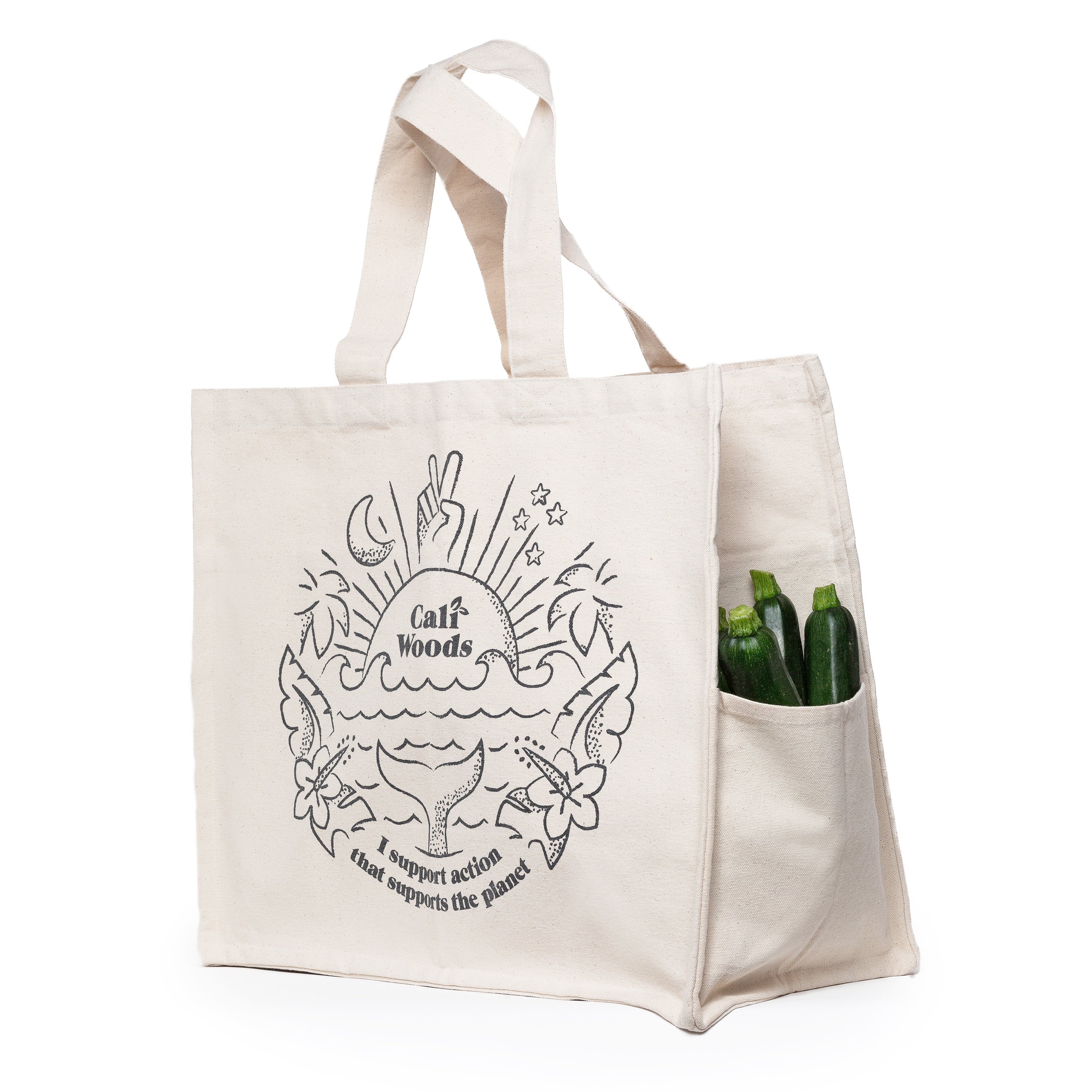 Grocery Tote Bag - Happy Vibes