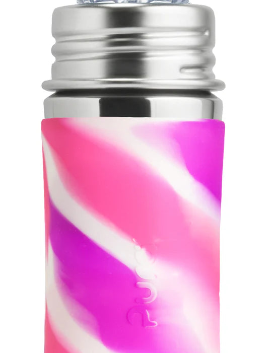 Plastic-free Non-Toxic Stainless Steel Toddler Baby Sippy Sipper Bottle in Pink Swirl 