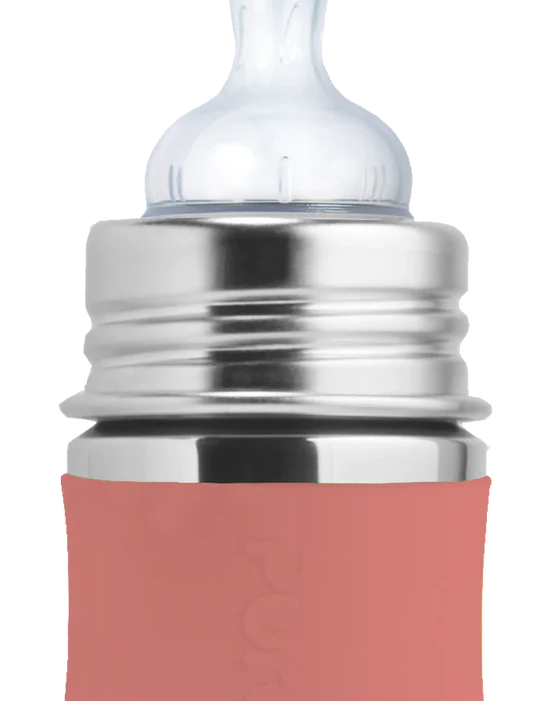 Stainless Steel Pink Rose Infant Baby Bottle Plastic-Free