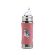 A Pura Kiki 325ml stainless steel toddler sippy bottle in Pink with a cute Unicorn design. This eco-friendly, BPA-free bottle features a durable stainless steel body with a silicone sippy spout.