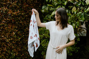 Organic Muslin Wrap - Charcoal Shapes