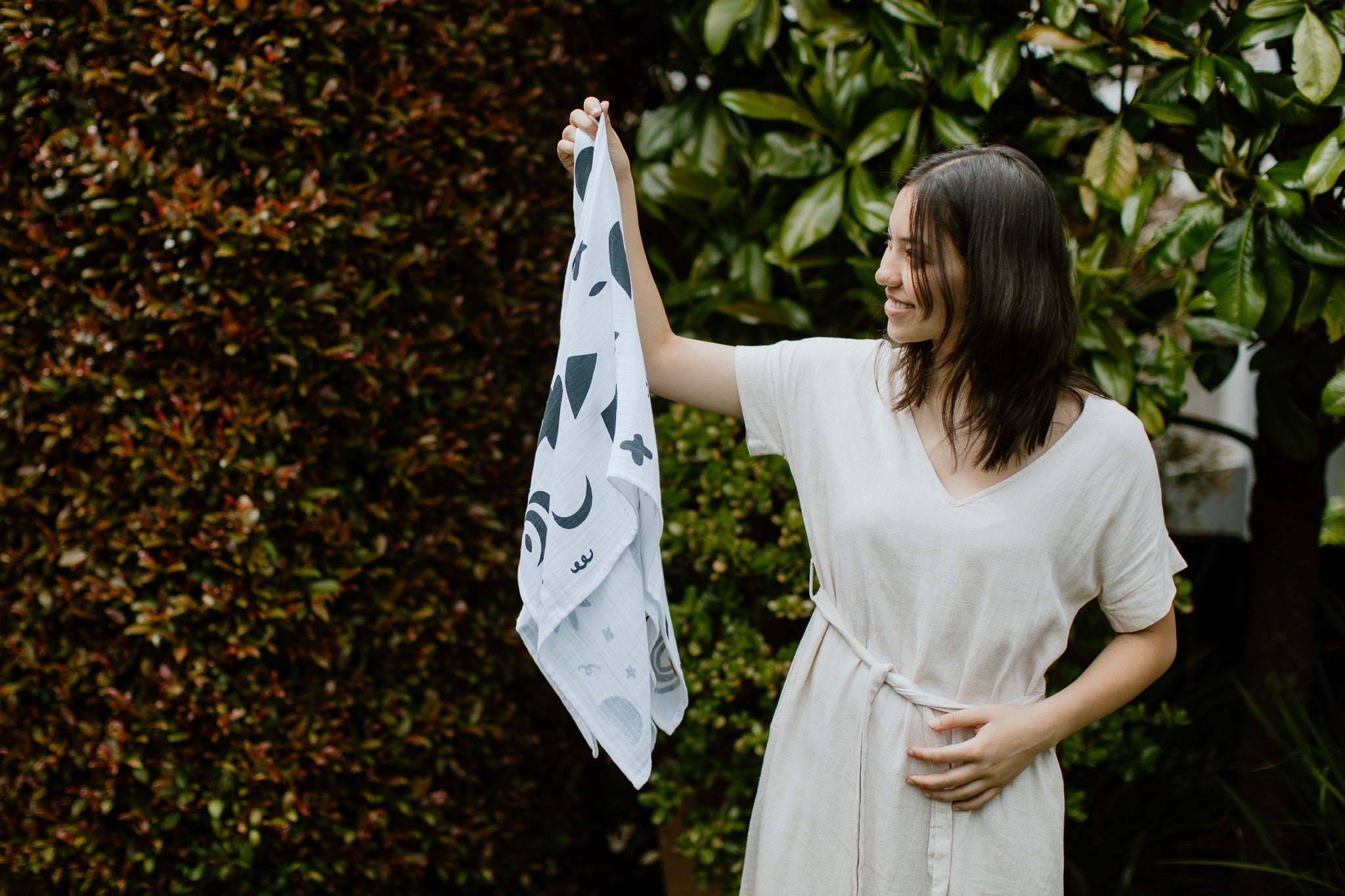 Organic Muslin Wrap - Animals In Rust