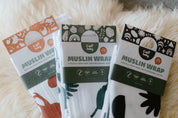 Organic Muslin Wrap - Animals In Rust